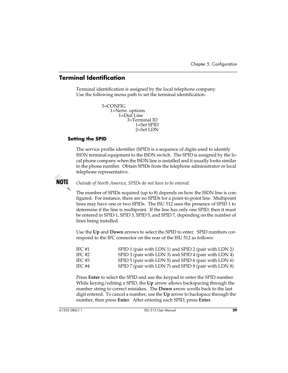 Terminal identification | ADTRAN ISU 512 User Manual | Page 45 / 129
