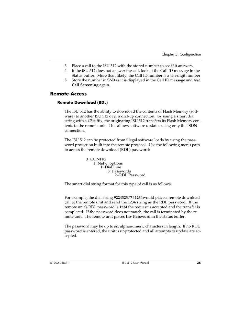 Remote access | ADTRAN ISU 512 User Manual | Page 51 / 129