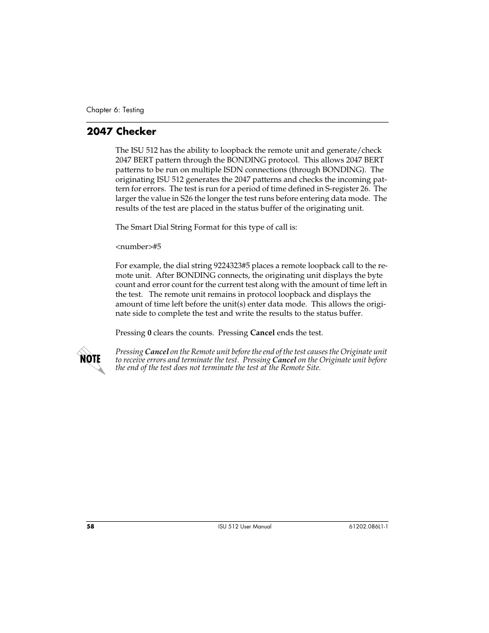 2047 checker | ADTRAN ISU 512 User Manual | Page 74 / 129