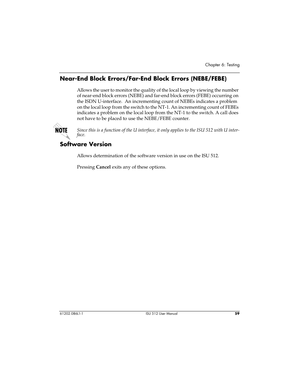 Software version | ADTRAN ISU 512 User Manual | Page 75 / 129