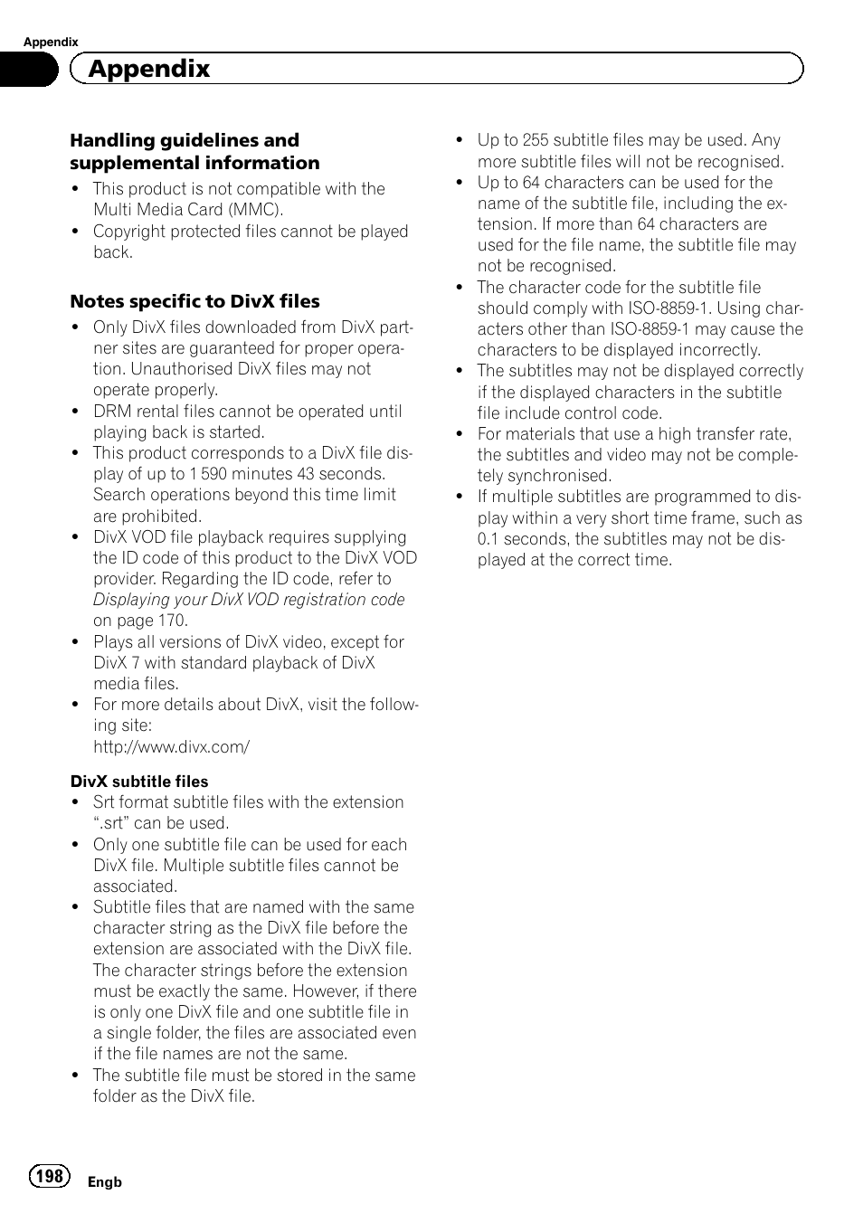 Appendix | Pioneer AVIC-F860BT User Manual | Page 198 / 216