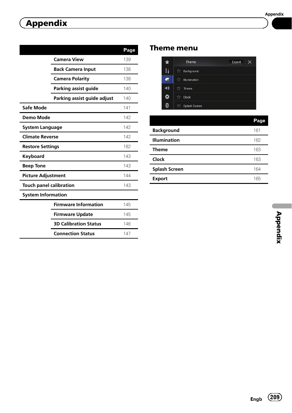 Theme menu 209, Theme menu, Appendix | Pioneer AVIC-F860BT User Manual | Page 209 / 216