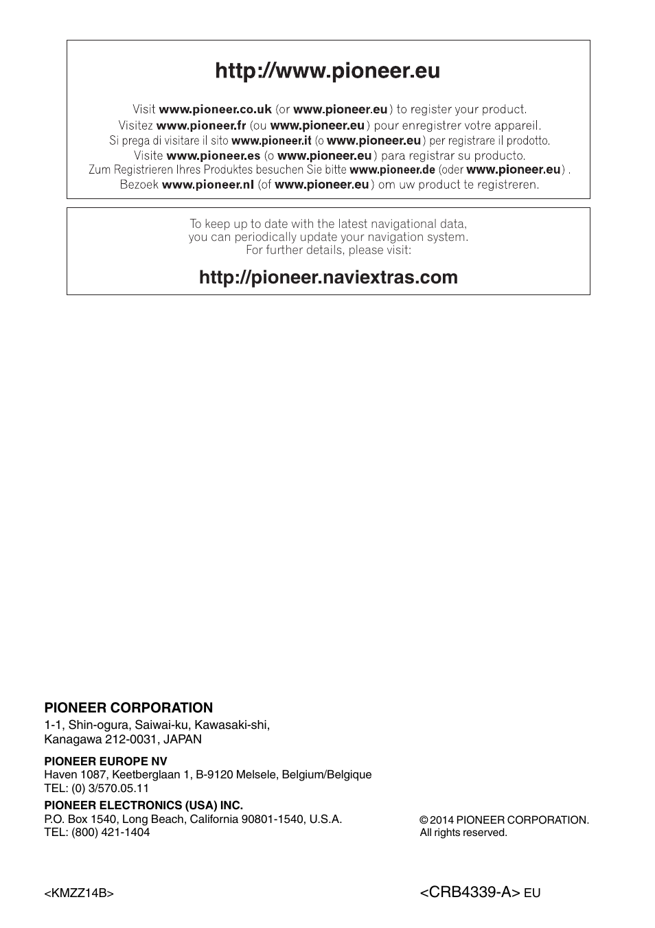 Pioneer AVIC-F860BT User Manual | Page 216 / 216