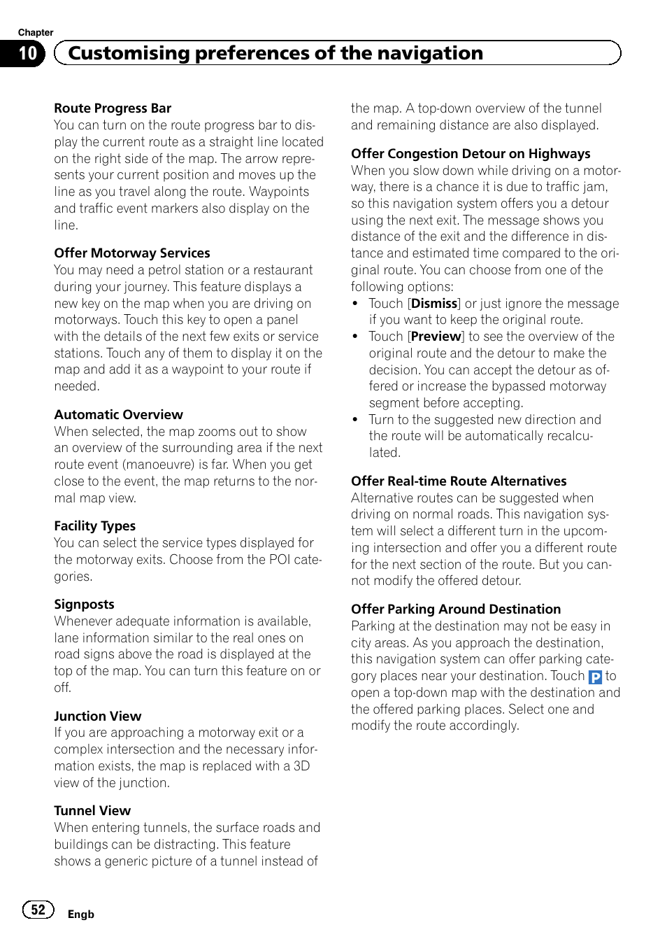 10 customising preferences of the navigation | Pioneer AVIC-F860BT User Manual | Page 52 / 216