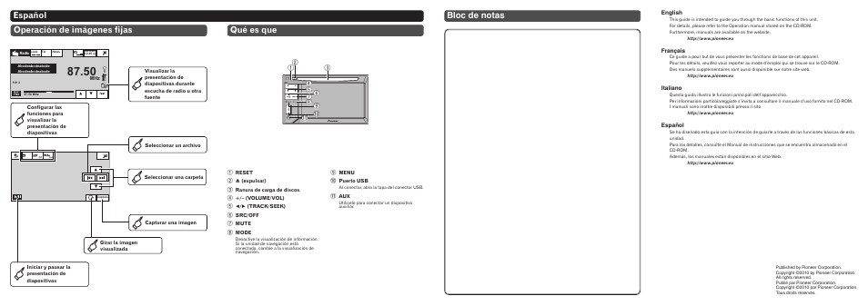 Español operación de imágenes fijas qué es que, Bloc de notas | Pioneer AVH-2300DVD User Manual | Page 8 / 8