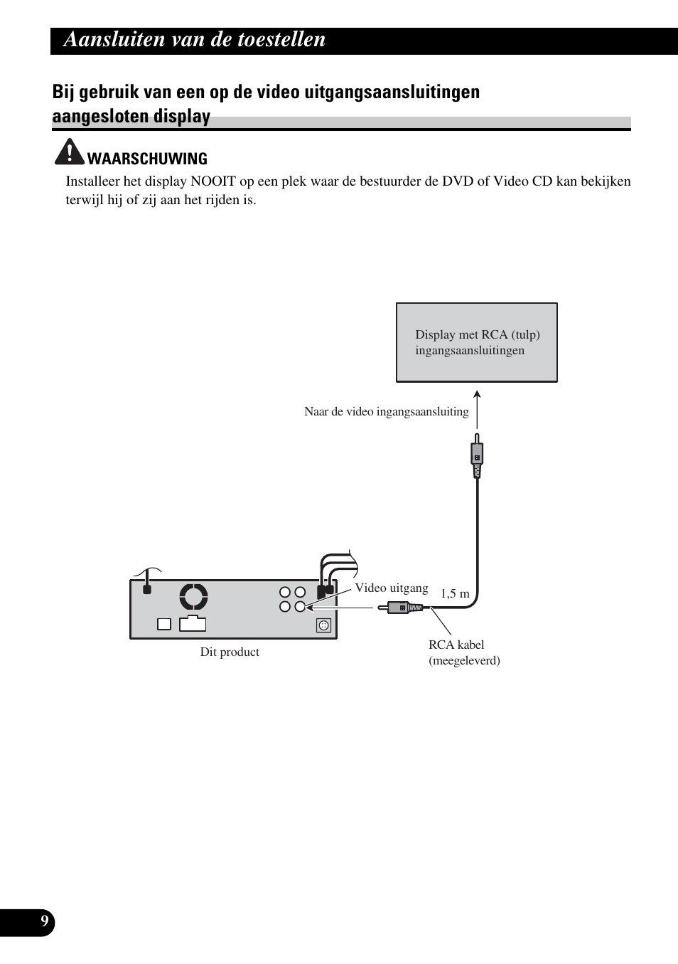 Bij gebruik van een op de video, Uitgangsaansluitingen aangesloten display, Aansluiten van de toestellen | Pioneer DVH-P5900MP User Manual | Page 80 / 85