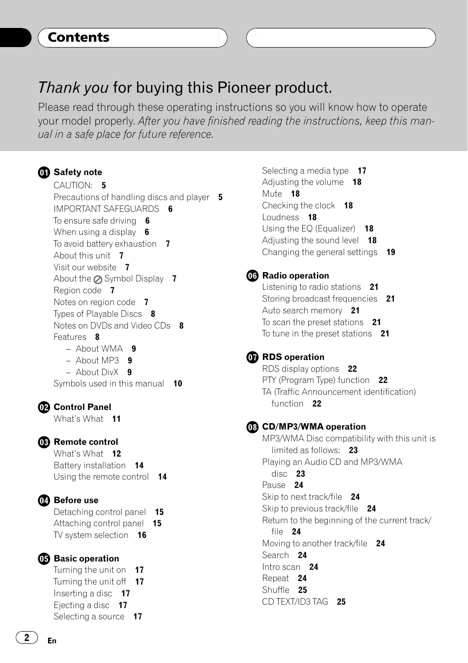 Pioneer DVH-3900MP User Manual | Page 2 / 112