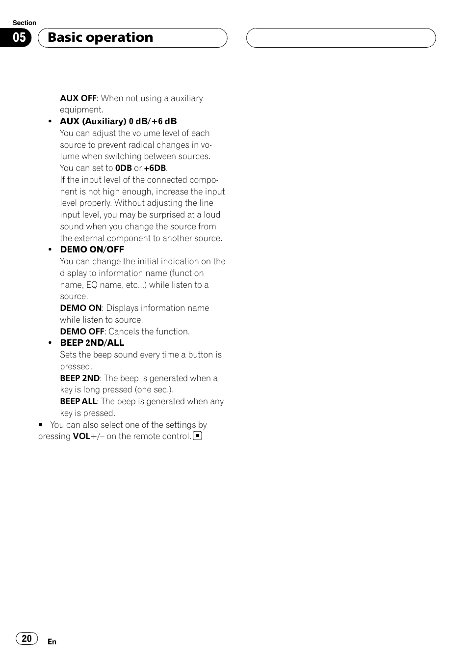 Basic operation | Pioneer DVH-3900MP User Manual | Page 20 / 112