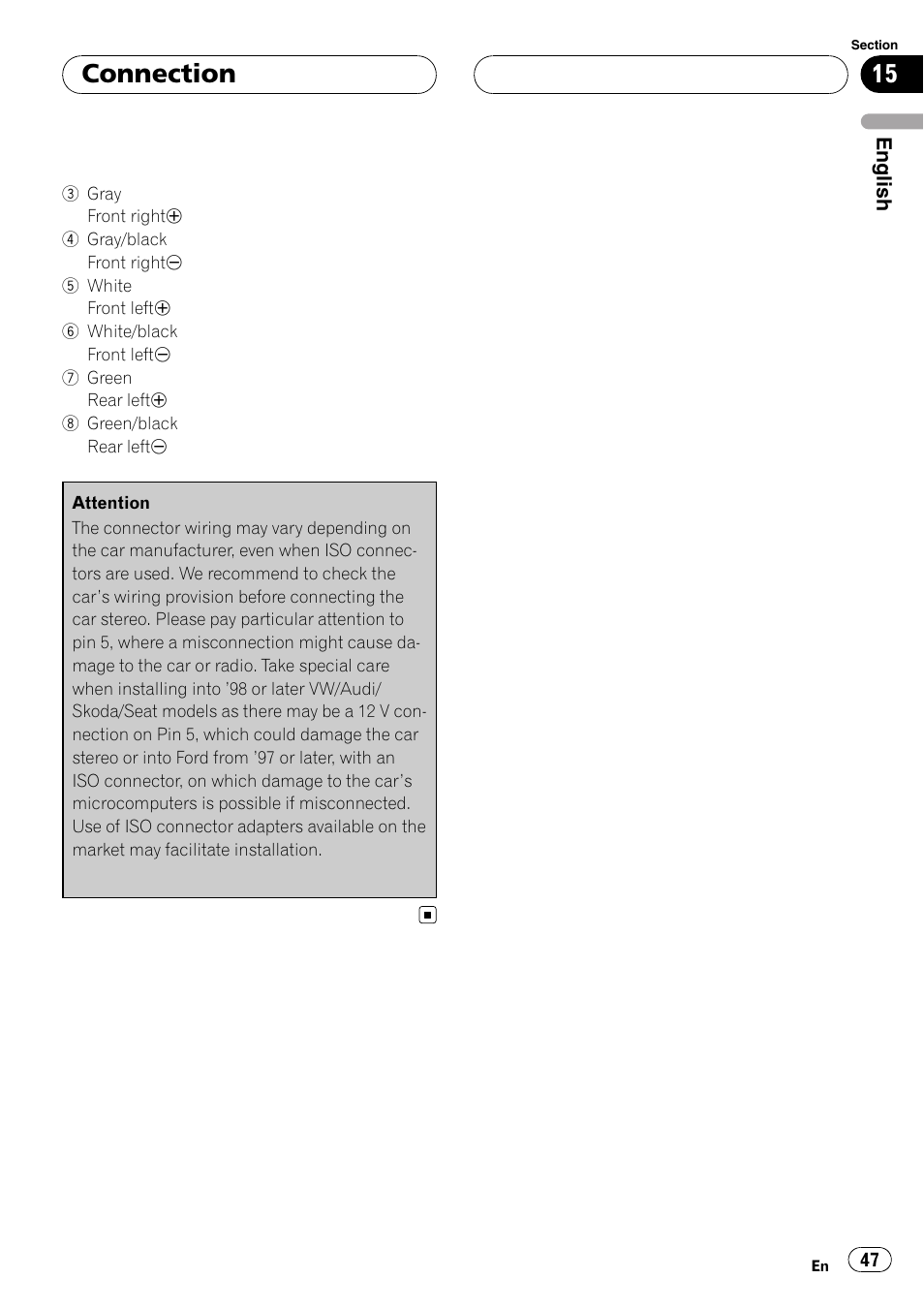 Connection | Pioneer DVH-3900MP User Manual | Page 47 / 112