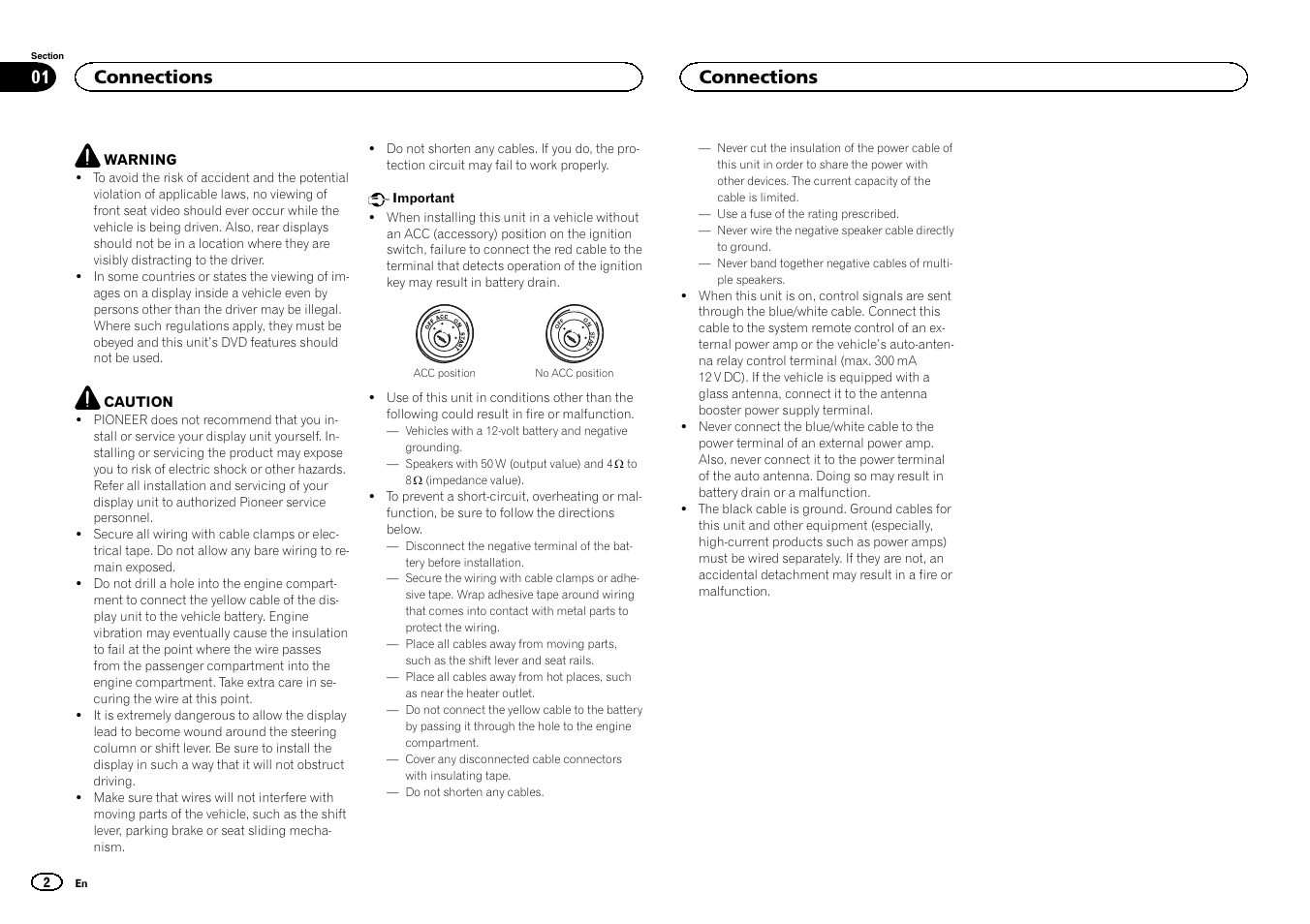 English, Connections | Pioneer DVH-340UB User Manual | Page 2 / 40