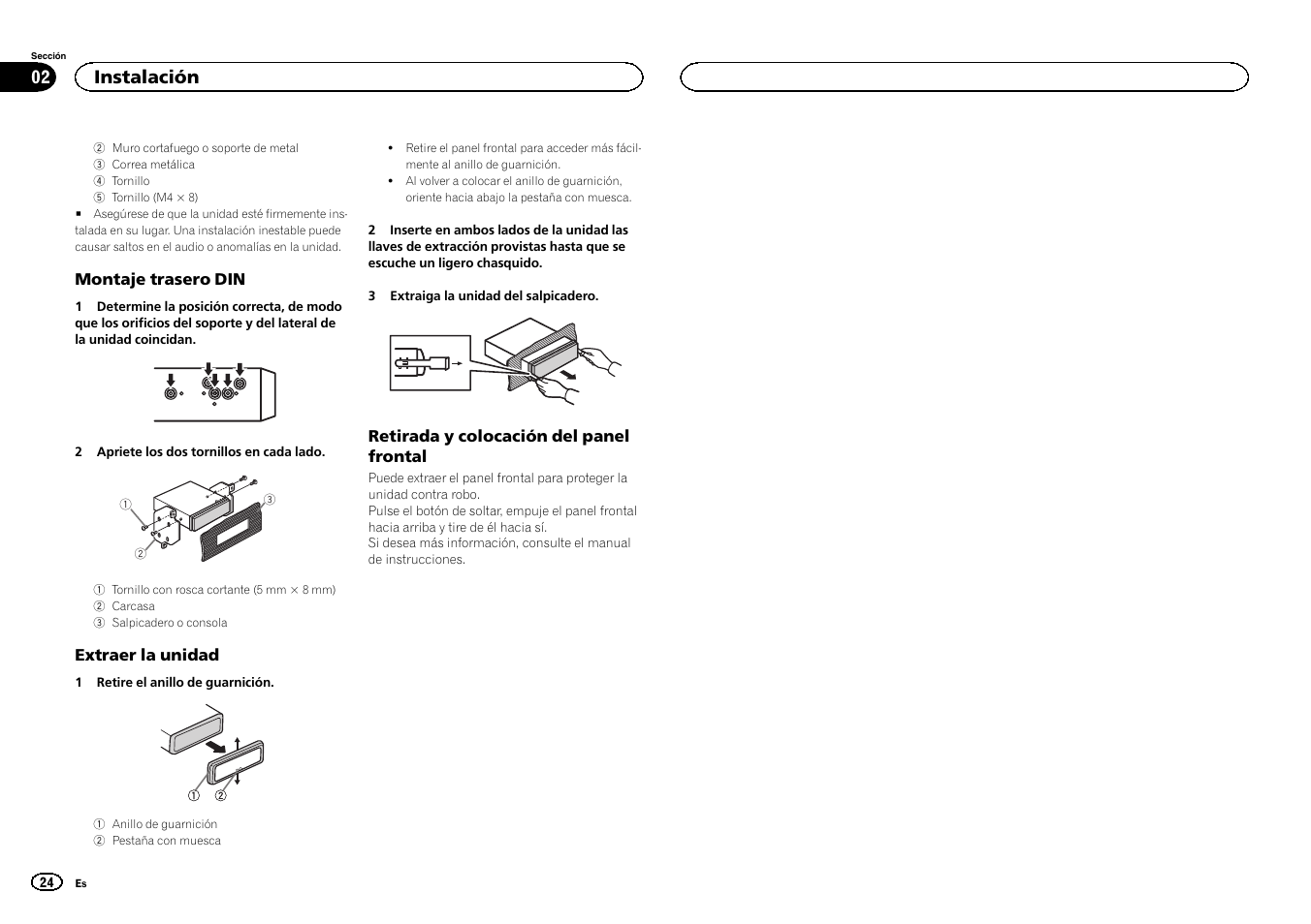 Instalación | Pioneer DVH-340UB User Manual | Page 24 / 40