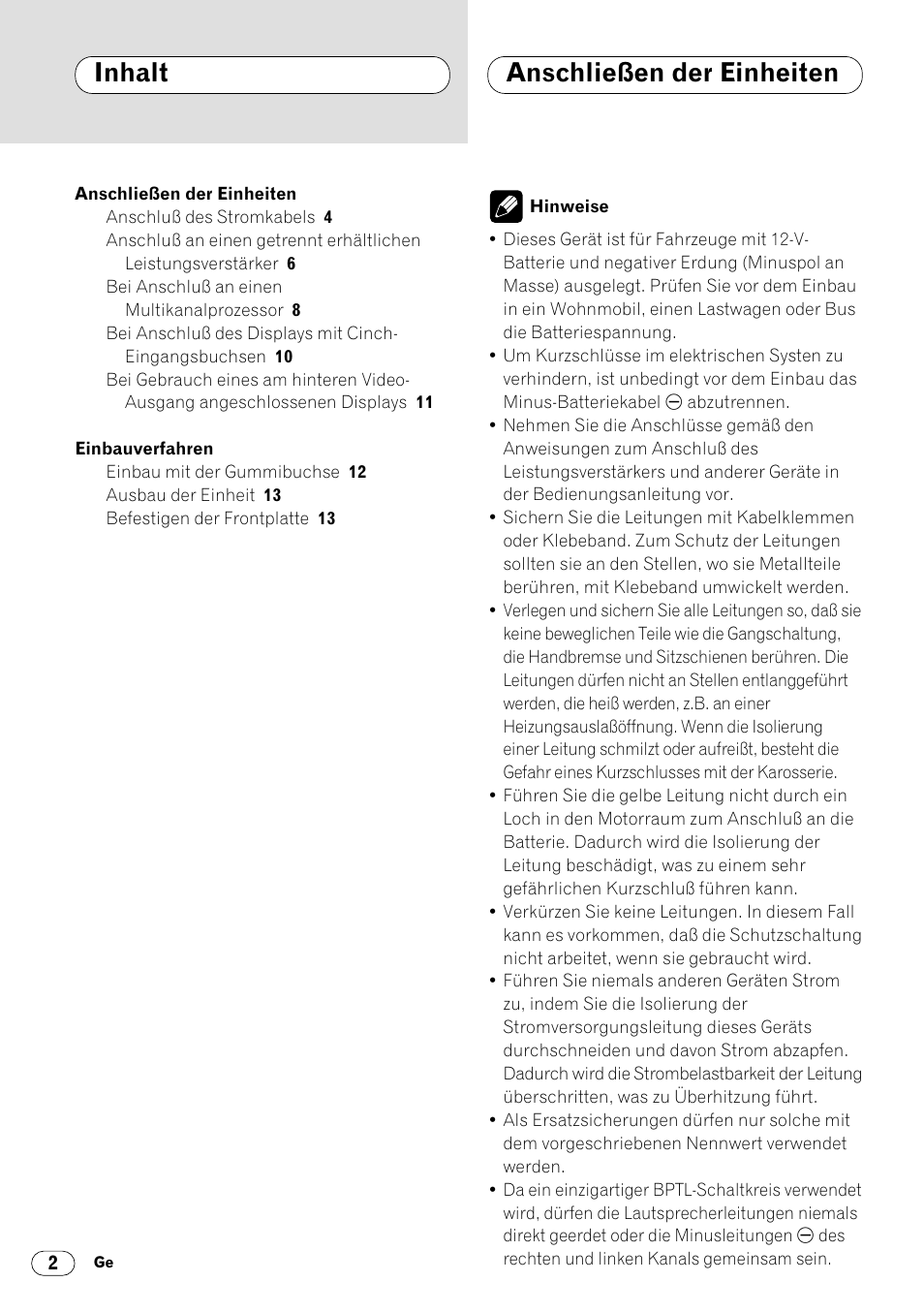 Inhalt anschließen der einheiten | Pioneer DVH-P7000R User Manual | Page 26 / 76
