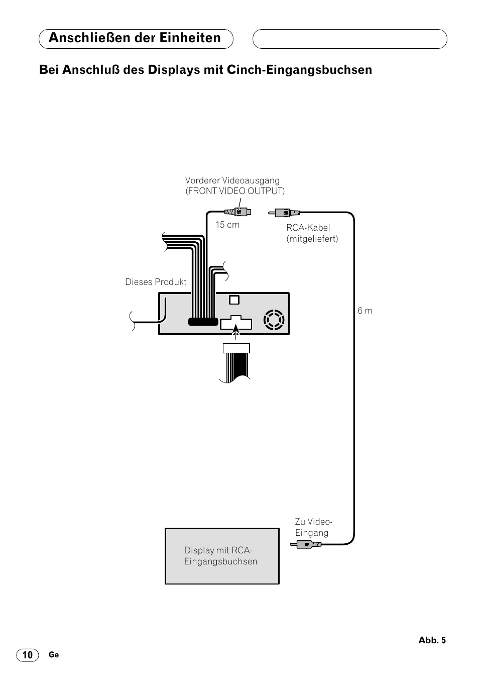 Bei anschluß des displays mit cinch, Eingangsbuchsen 10, Anschließen der einheiten | Pioneer DVH-P7000R User Manual | Page 34 / 76