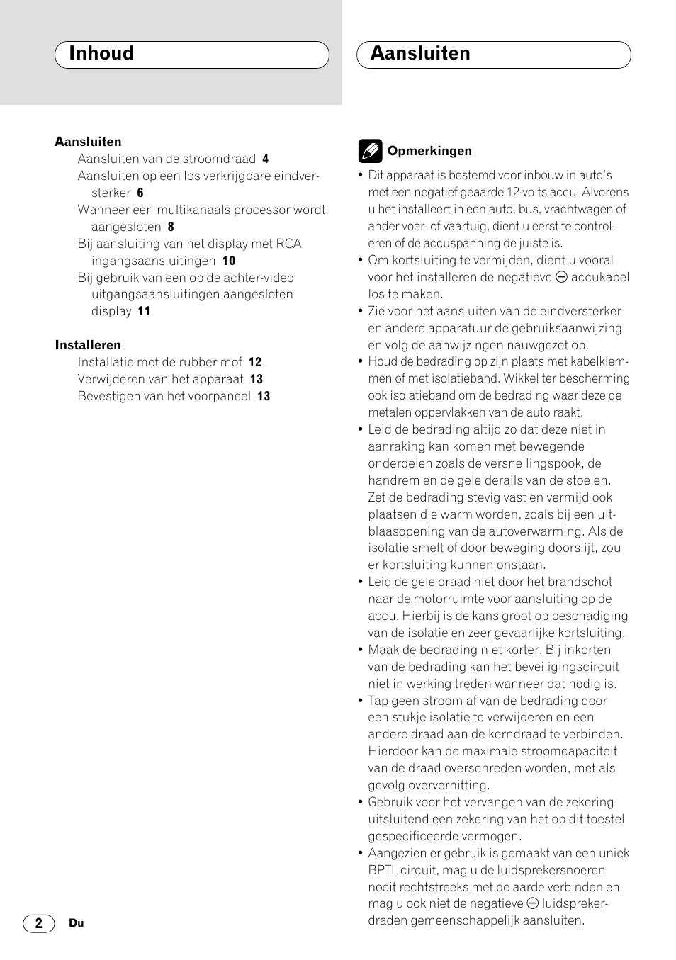 Inhoud aansluiten | Pioneer DVH-P7000R User Manual | Page 62 / 76