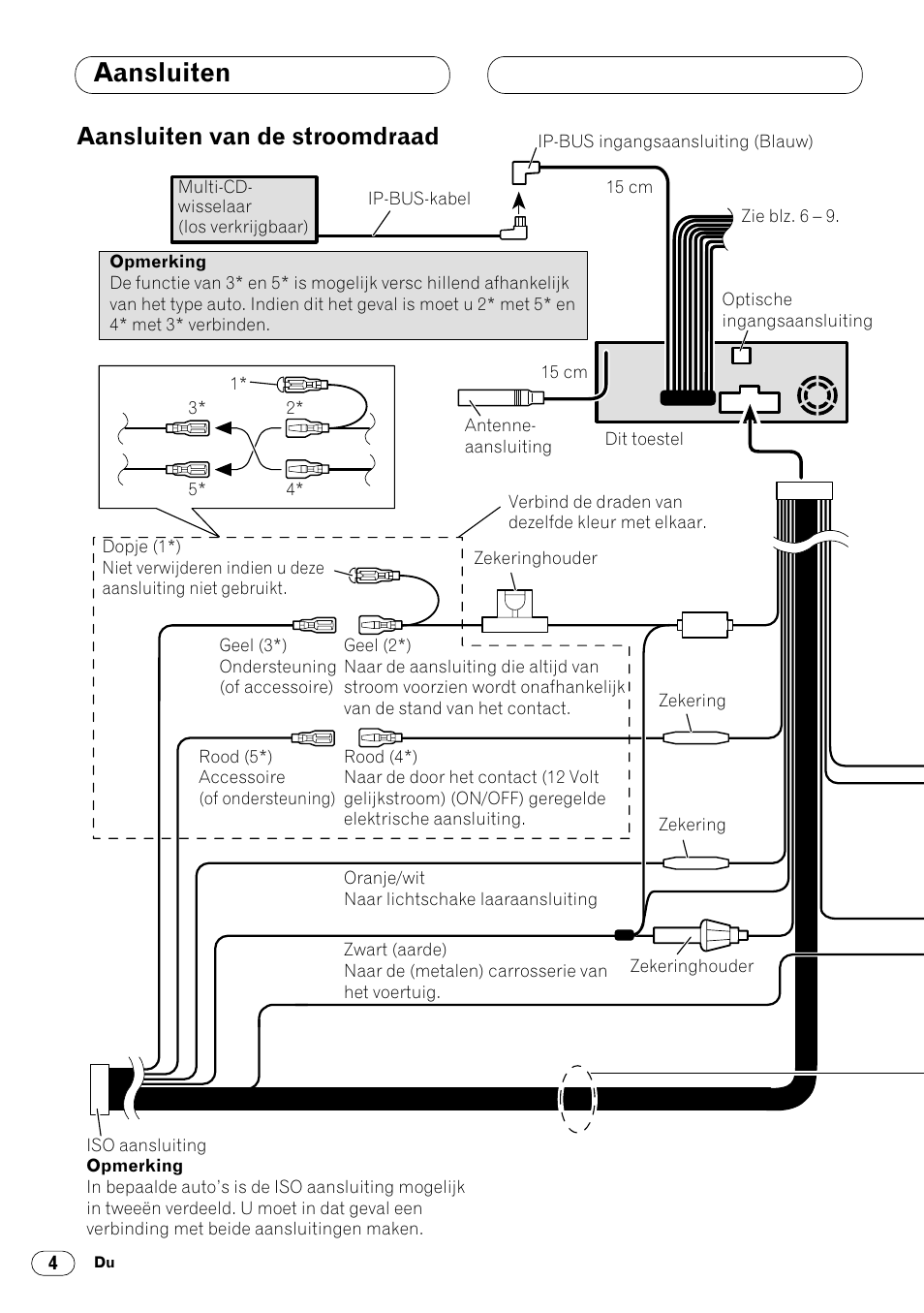 Aansluiten van de stroomdraad 4, Aansluiten, Aansluiten van de stroomdraad | Pioneer DVH-P7000R User Manual | Page 64 / 76