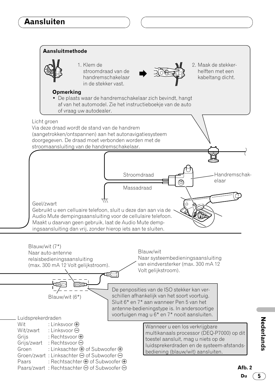 Aansluiten | Pioneer DVH-P7000R User Manual | Page 65 / 76