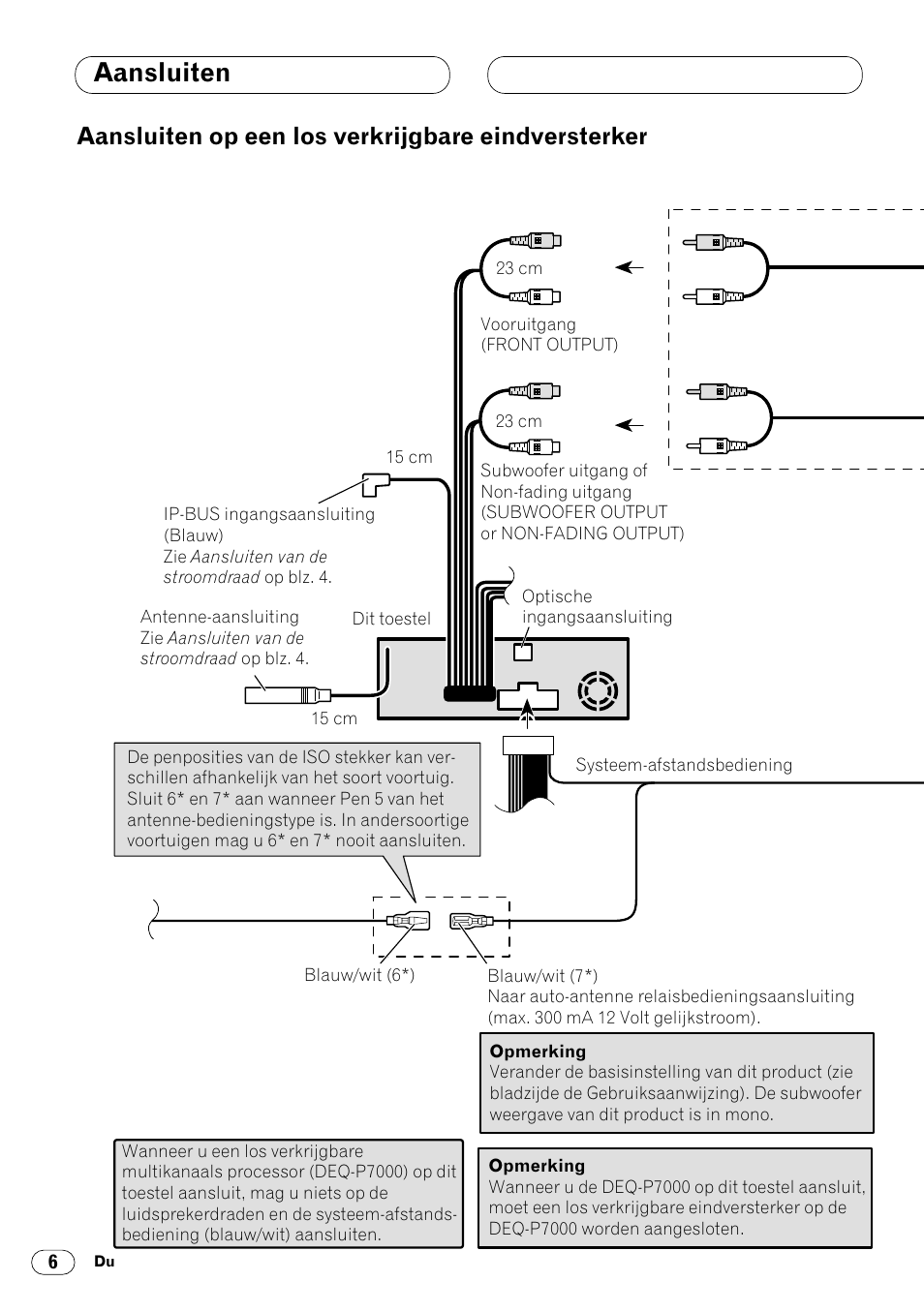 Aansluiten op een los verkrijgbare eindver, Sterker 6, Aansluiten | Aansluiten op een los verkrijgbare eindversterker | Pioneer DVH-P7000R User Manual | Page 66 / 76