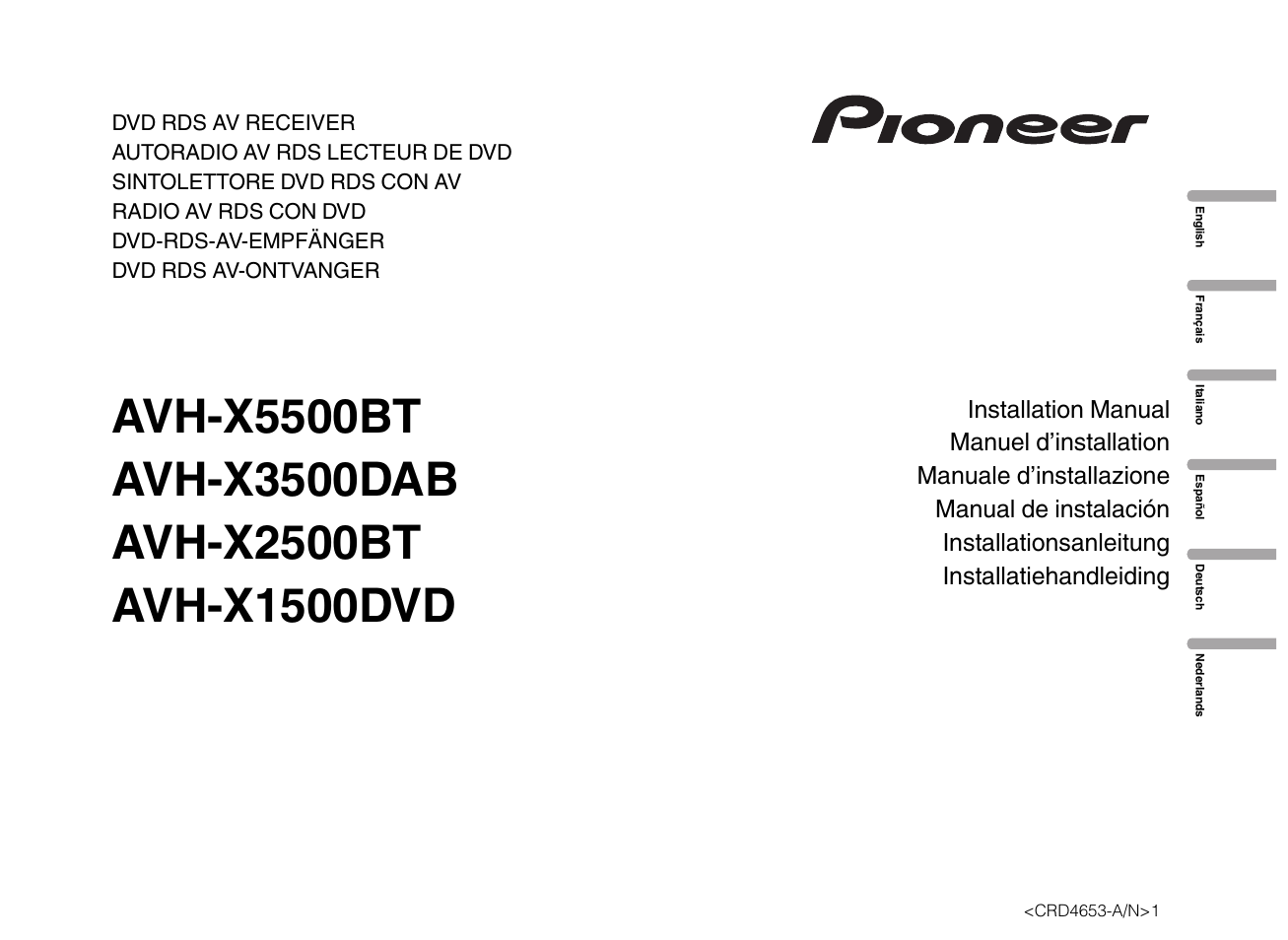 Pioneer AVH-X1500DVD User Manual | 40 pages