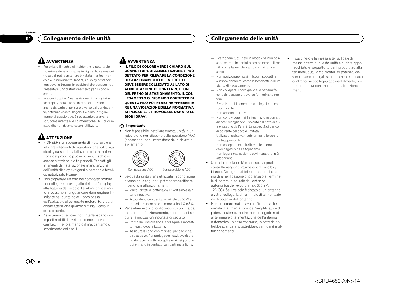 Manuale d, Installazione, Sintolettore dvd rds con av | Collegamento delle unità | Pioneer AVH-X1500DVD User Manual | Page 14 / 40