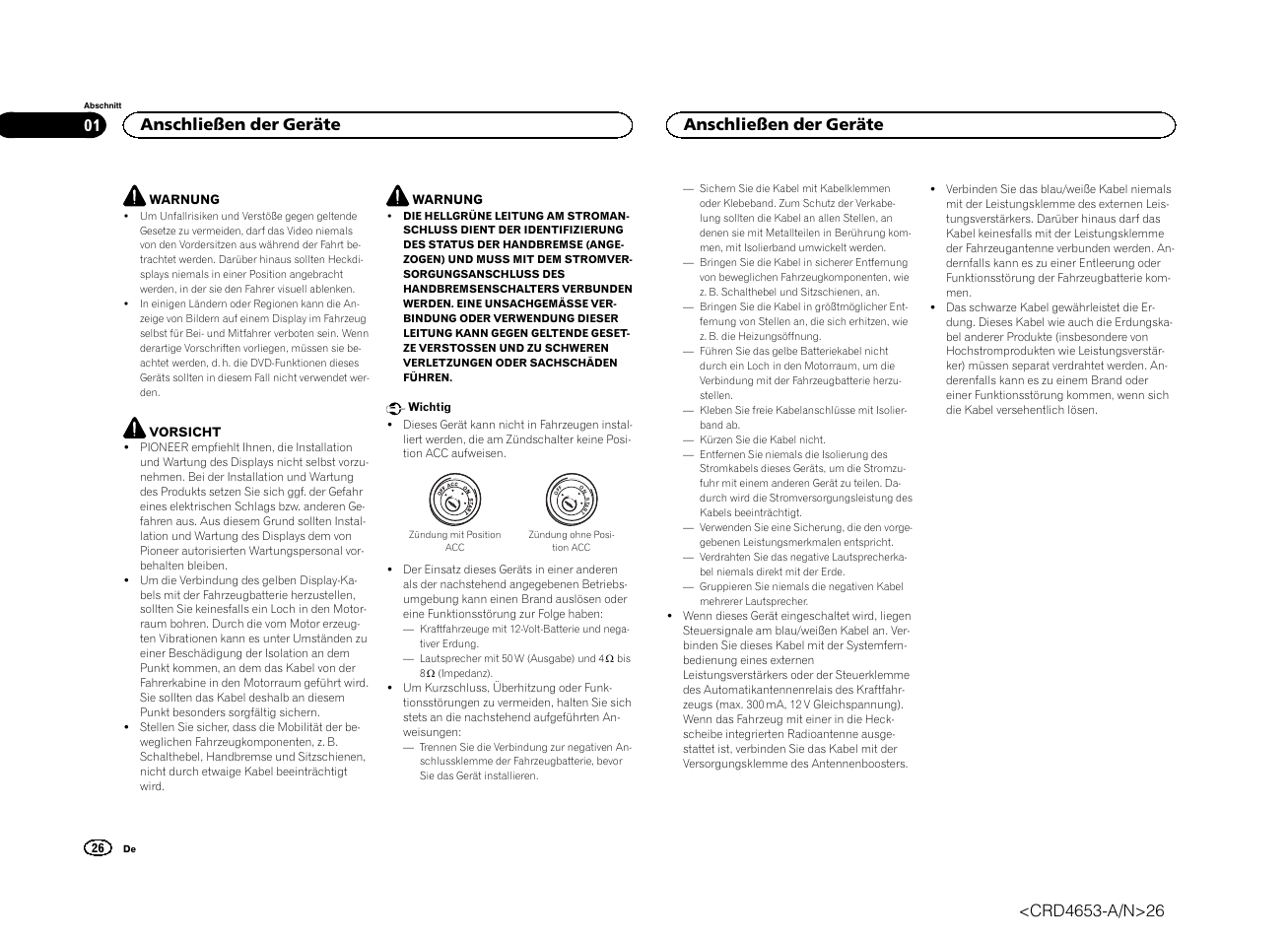 Installationsanleitung, Dvd-rds-av-empfänger, Anschließen der geräte | Pioneer AVH-X1500DVD User Manual | Page 26 / 40