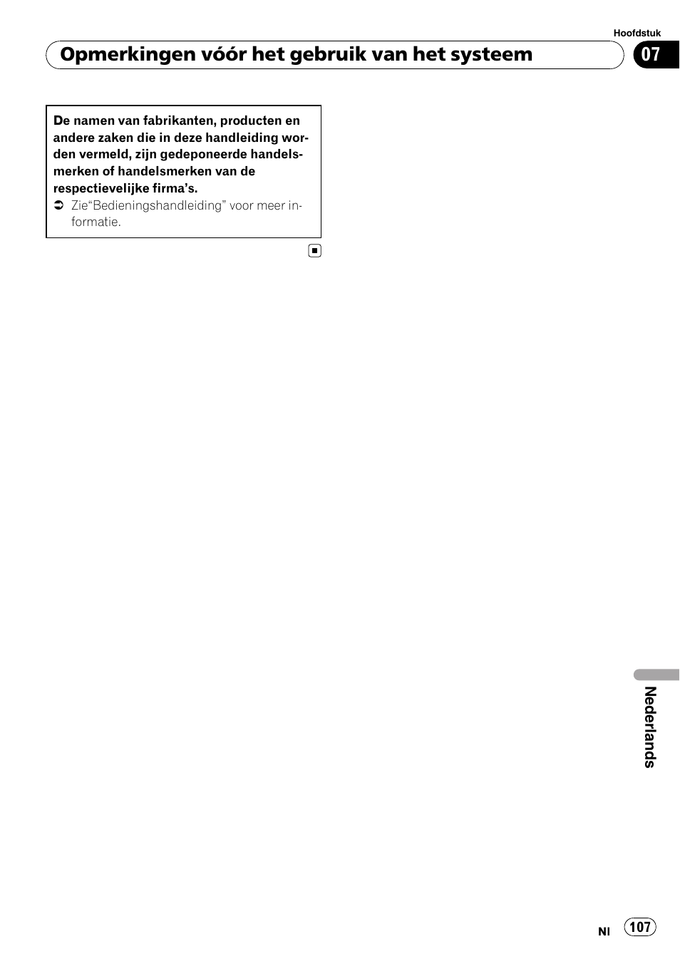 Opmerkingen vóór het gebruik van het systeem | Pioneer AVIC-F9110BT User Manual | Page 107 / 108