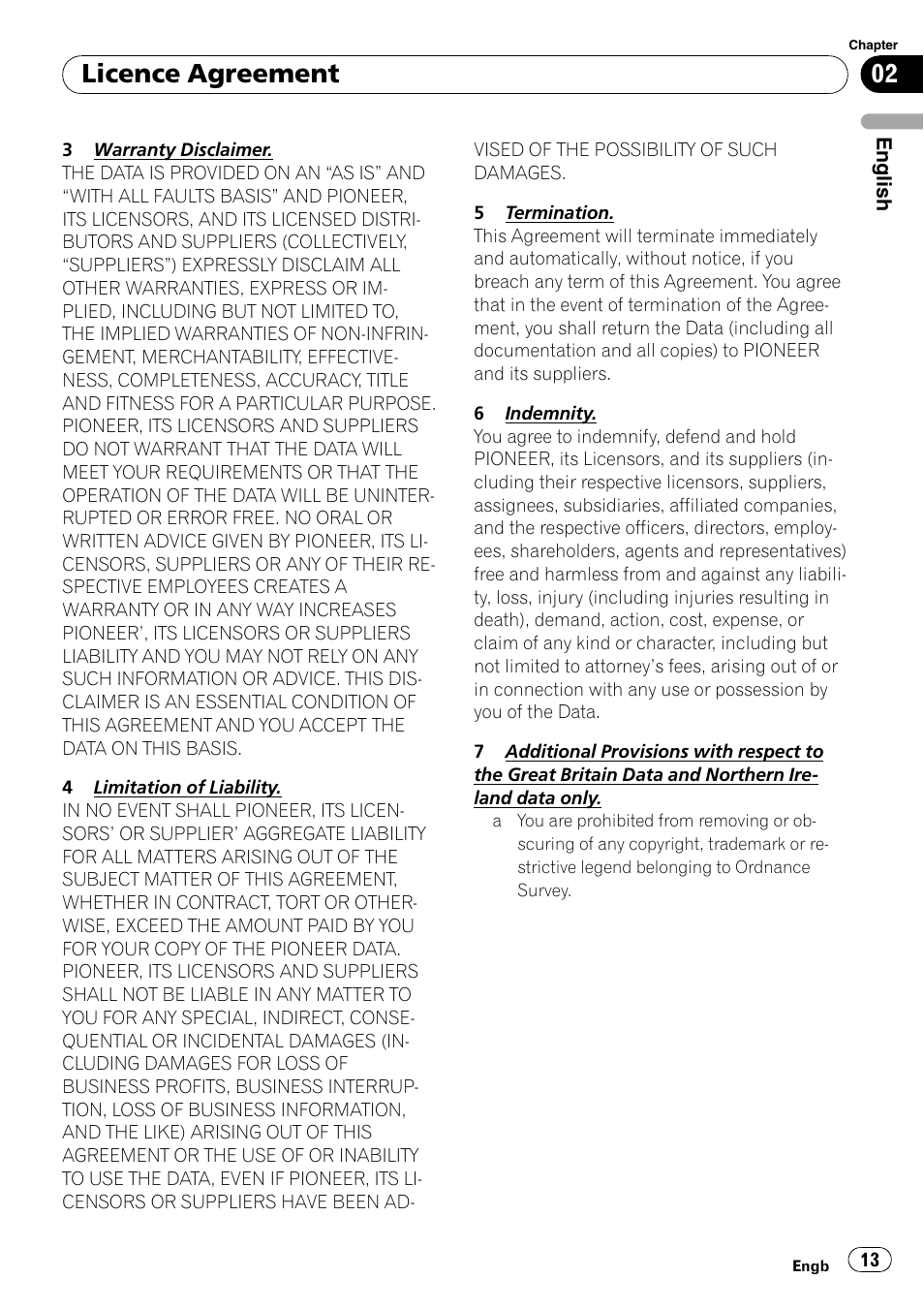 Licence agreement | Pioneer AVIC-F9110BT User Manual | Page 13 / 108
