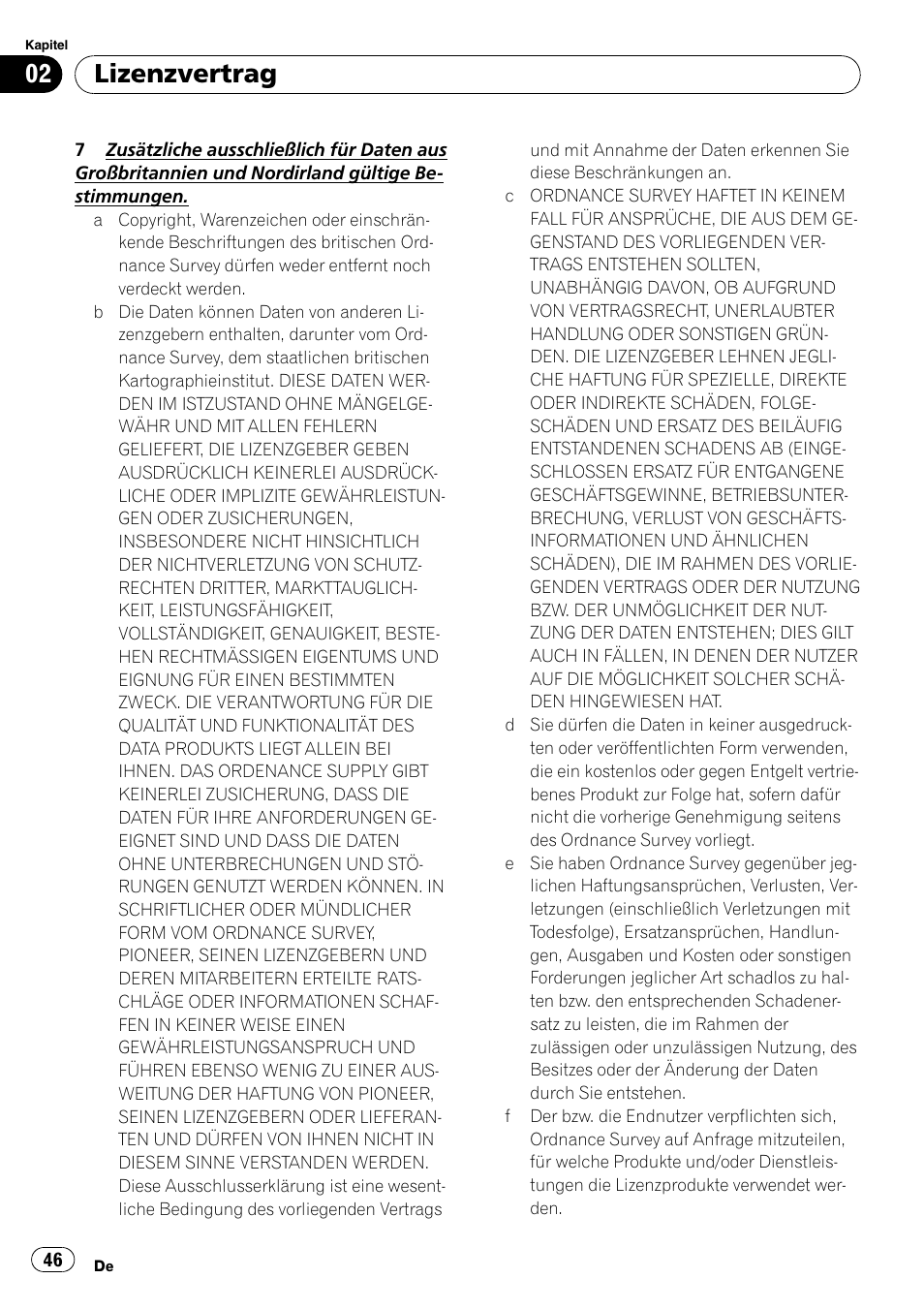 Lizenzvertrag | Pioneer AVIC-F9110BT User Manual | Page 46 / 108