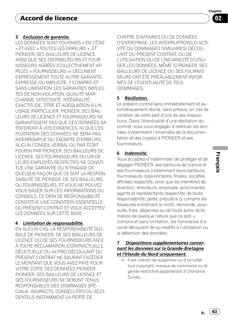 Accord de licence | Pioneer AVIC-F9110BT User Manual | Page 63 / 108