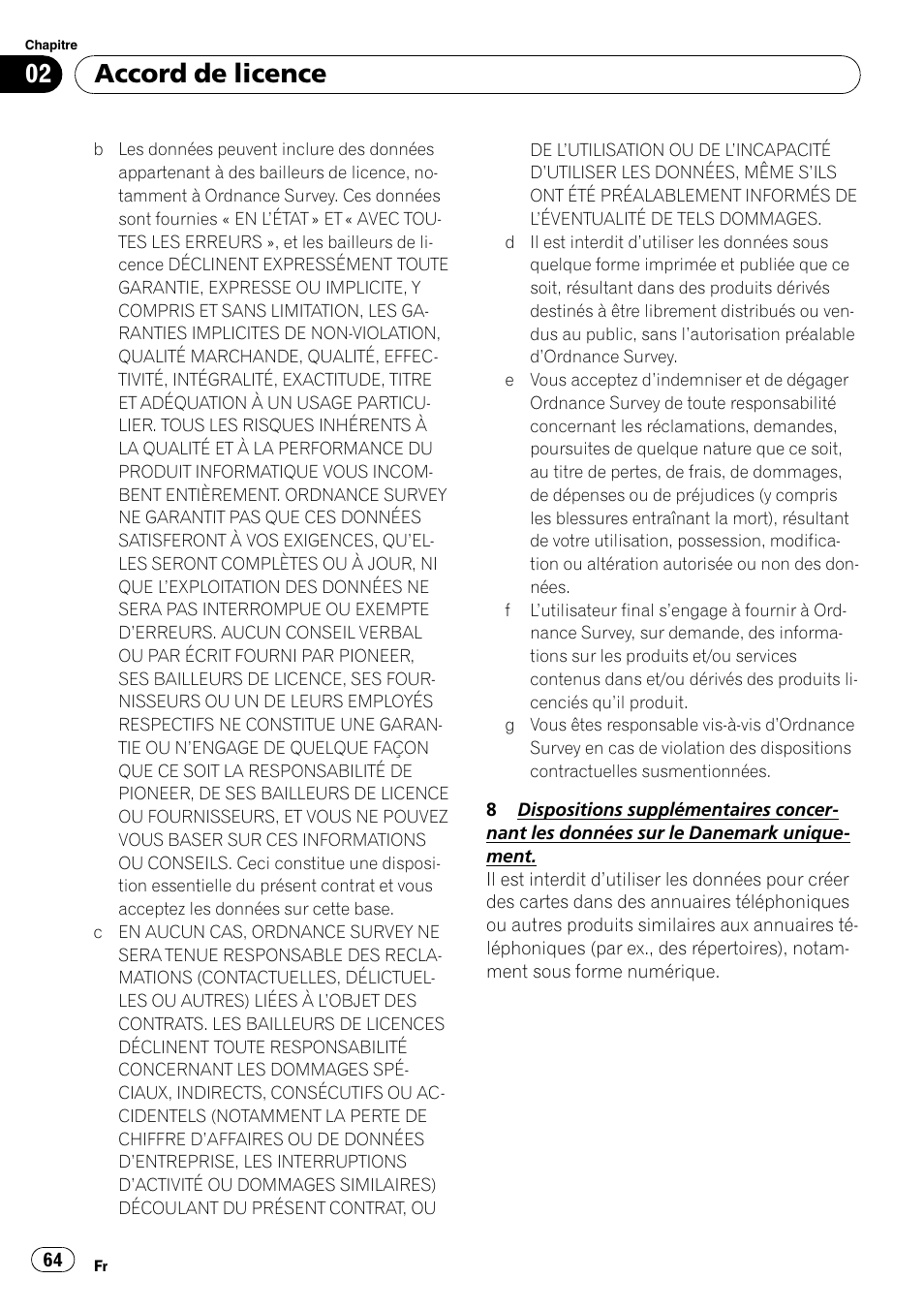 Accord de licence | Pioneer AVIC-F9110BT User Manual | Page 64 / 108