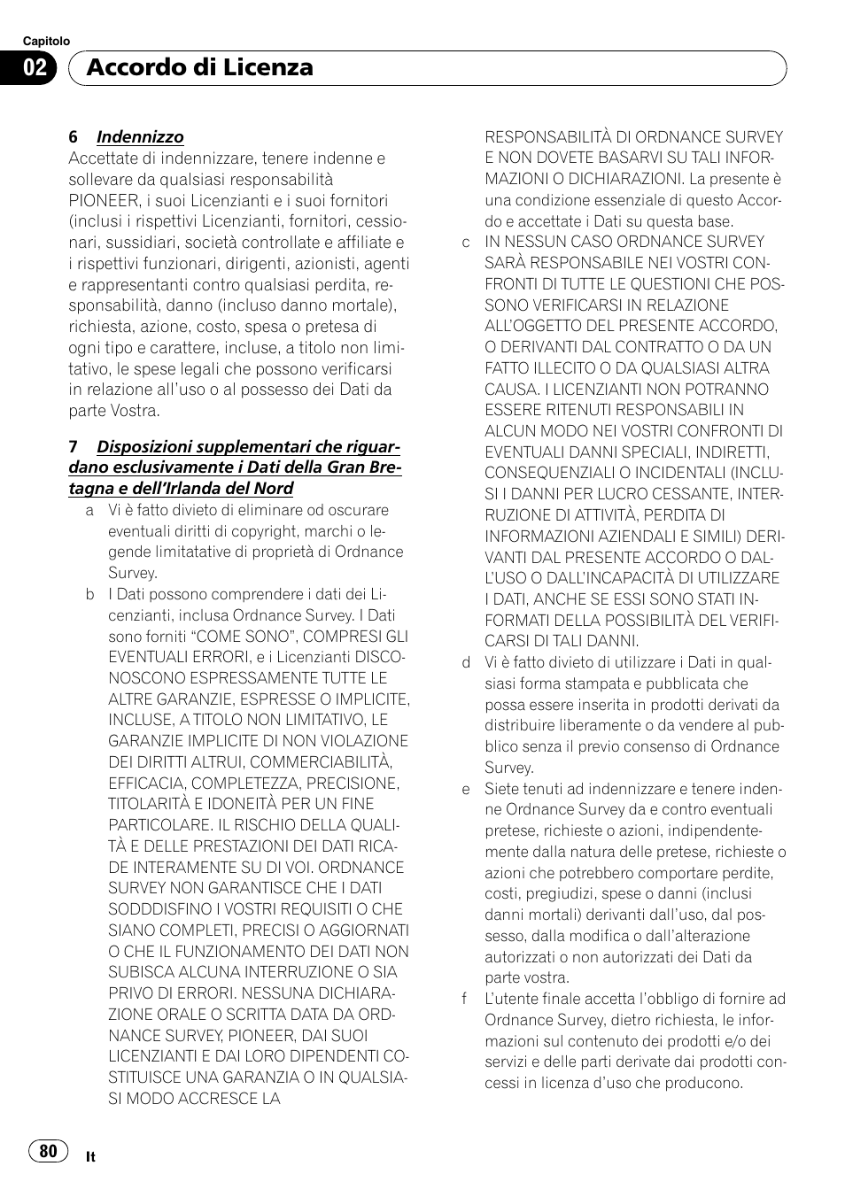 Accordo di licenza | Pioneer AVIC-F9110BT User Manual | Page 80 / 108