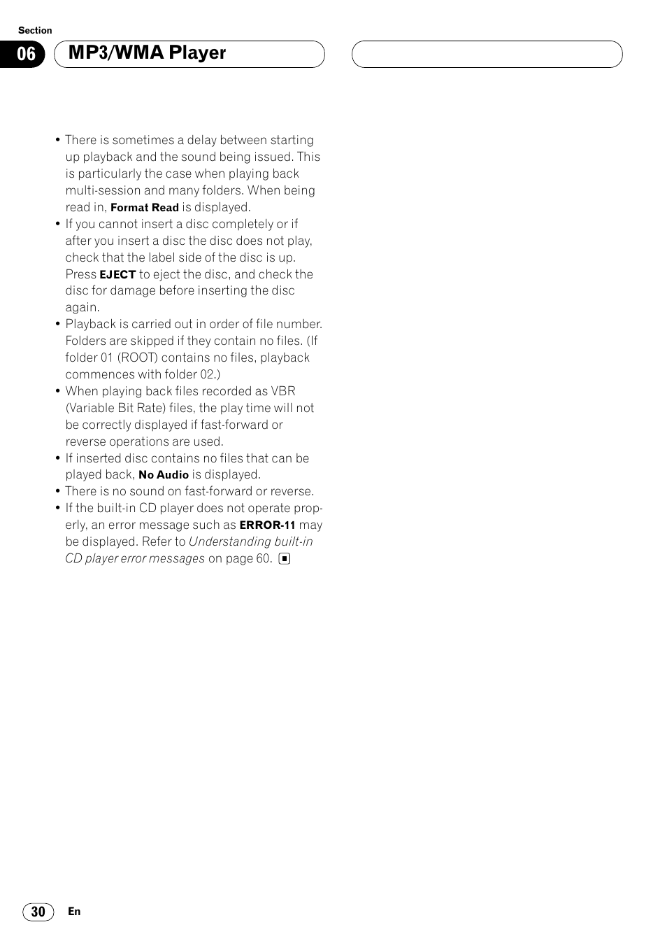 Mp3/wma player | Pioneer DEH-P8400MP User Manual | Page 30 / 132