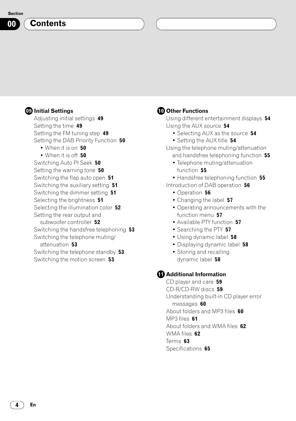 Pioneer DEH-P8400MP User Manual | Page 4 / 132