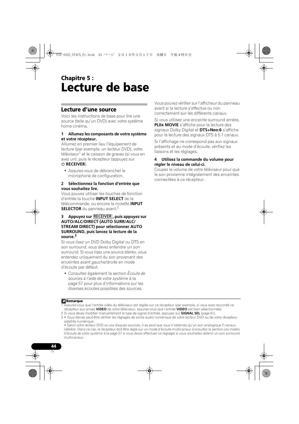 Lecture de base, Lecture d’une source, 05 lecture de base | Chapitre 5 | Pioneer VSX-920-K User Manual | Page 176 / 400