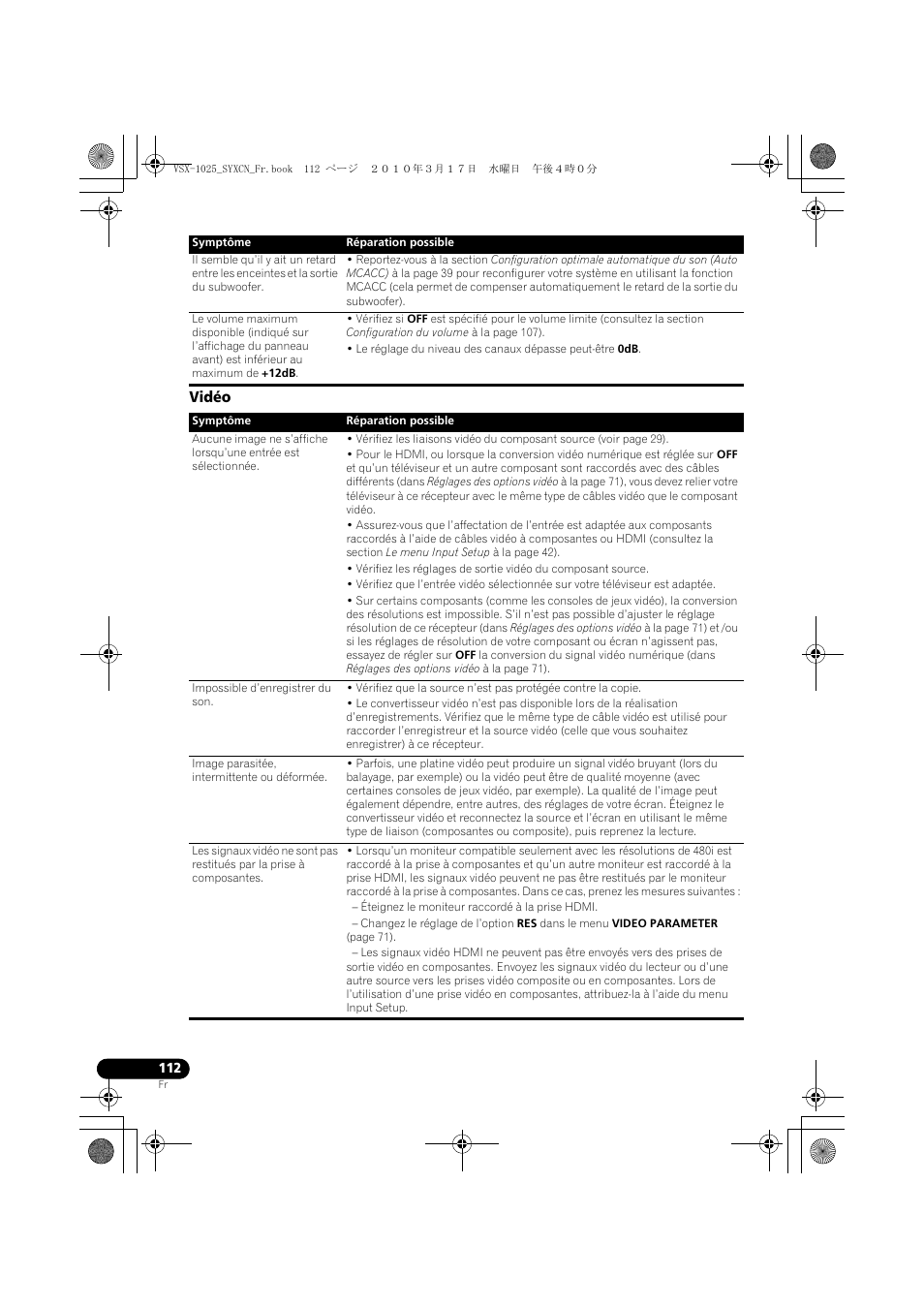 Vidéo | Pioneer VSX-920-K User Manual | Page 244 / 400