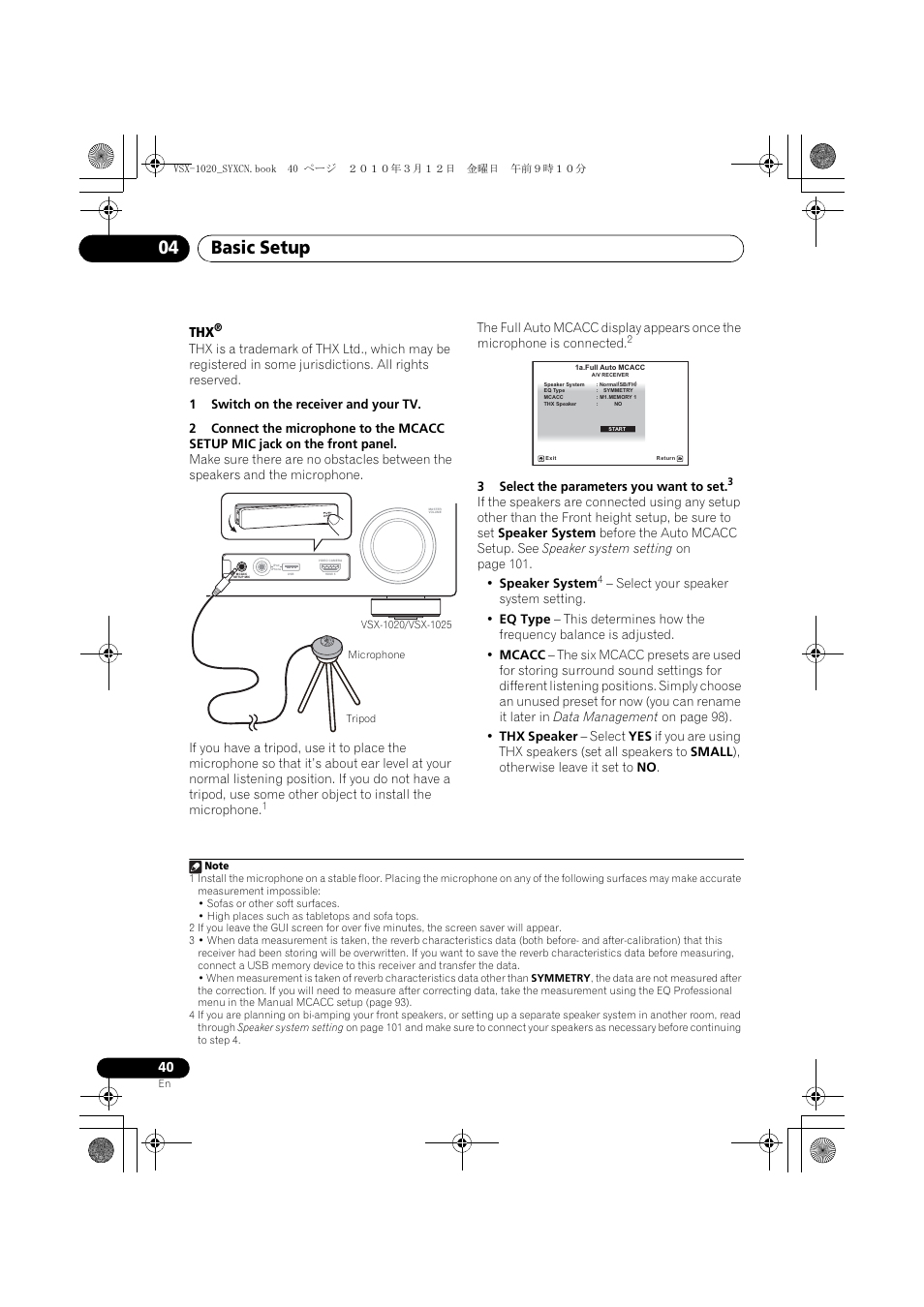 1 switch on the receiver and your tv, 3 select the parameters you want to set, Basic setup 04 | Pioneer VSX-920-K User Manual | Page 40 / 400