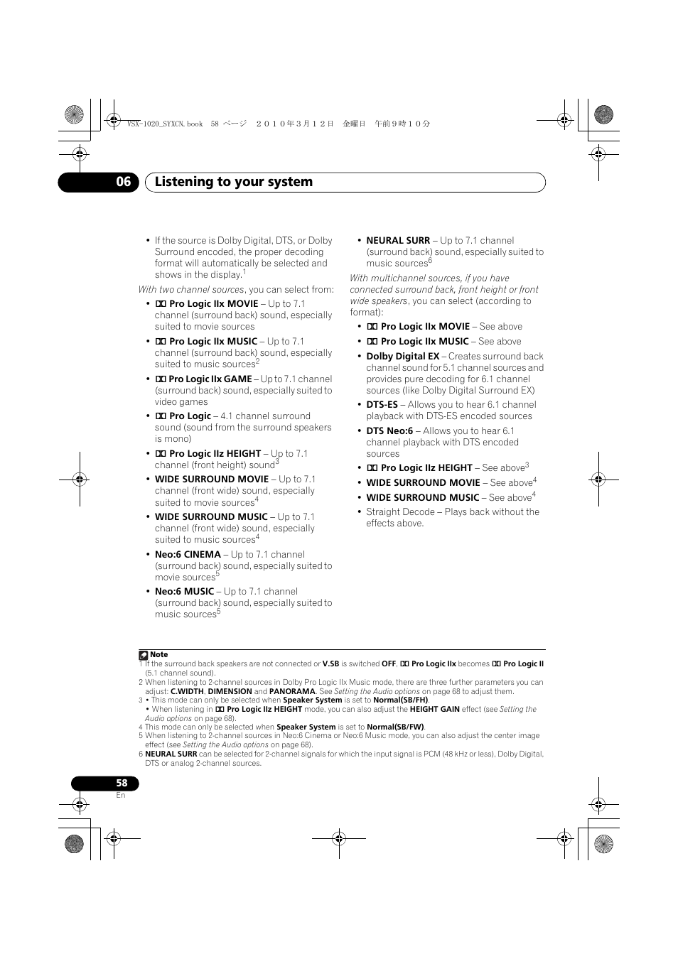 Listening to your system 06 | Pioneer VSX-920-K User Manual | Page 58 / 400