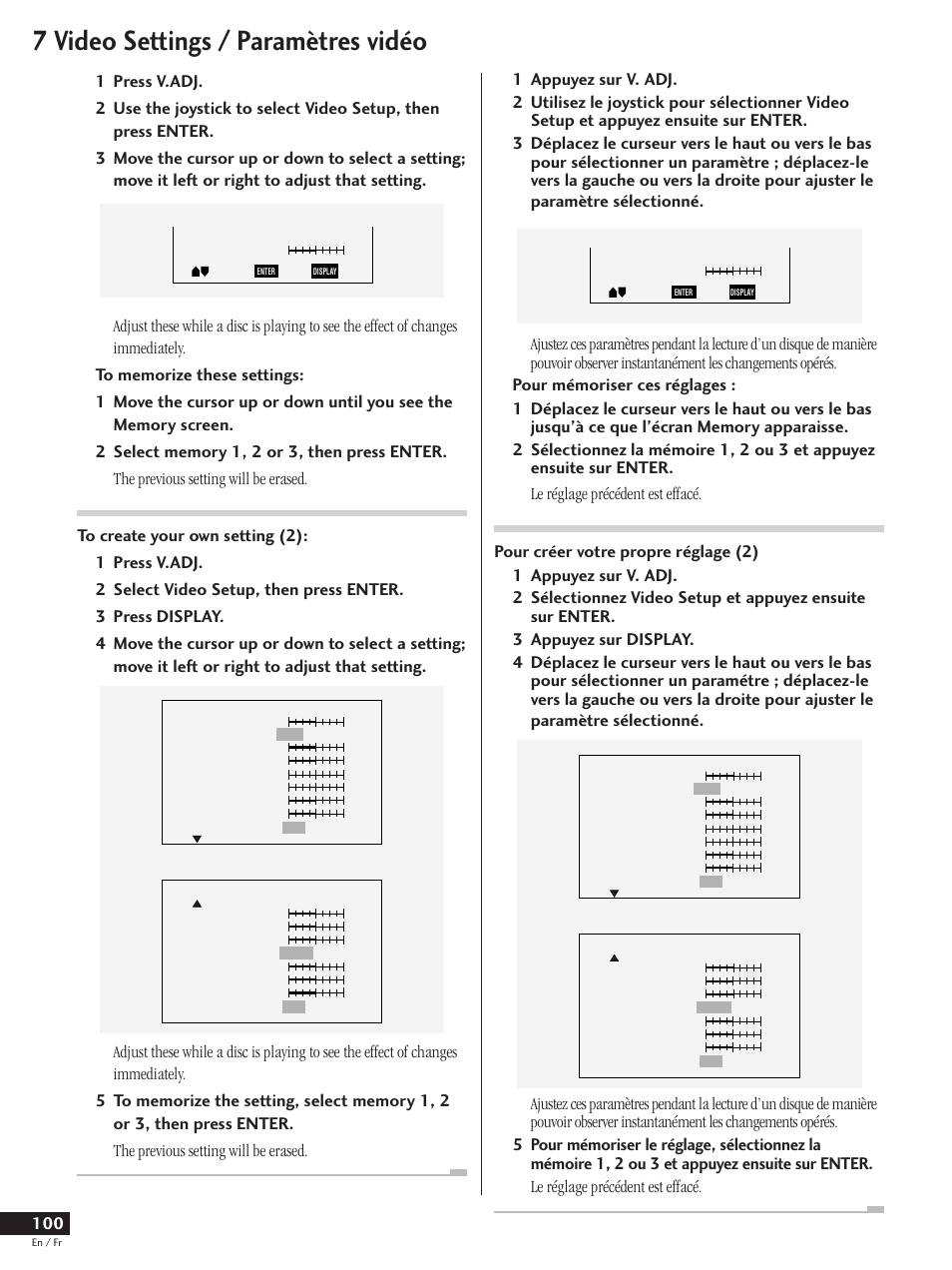 7 video settings / paramètres vidéo | Pioneer DV-737 User Manual | Page 100 / 156