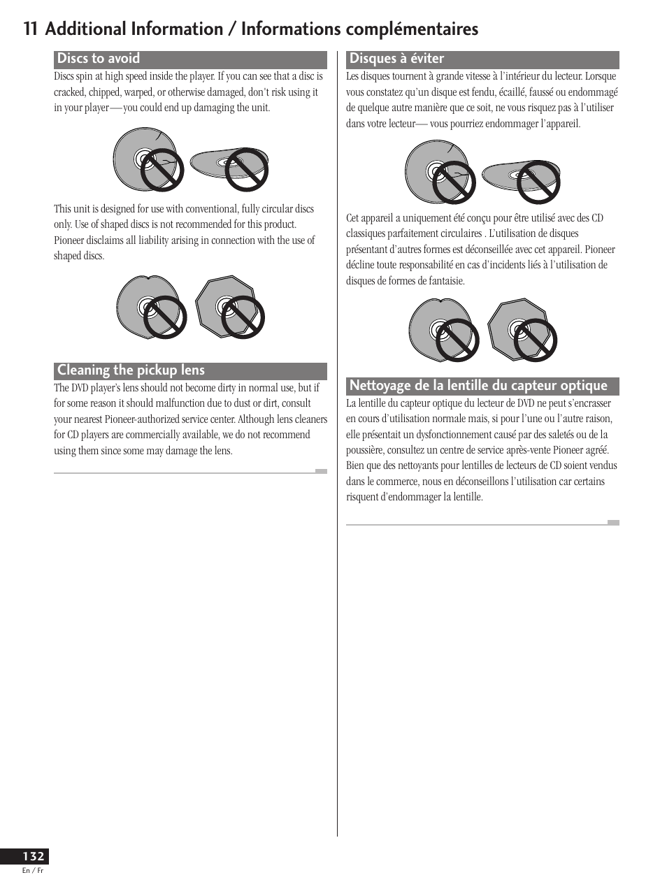 Discs to avoid cleaning the pickup lens | Pioneer DV-737 User Manual | Page 132 / 156