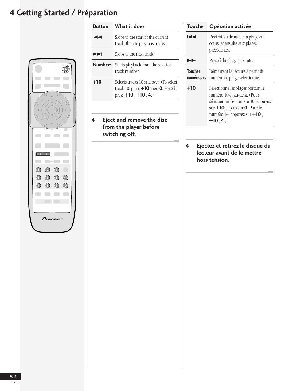 4 getting started / préparation | Pioneer DV-737 User Manual | Page 52 / 156