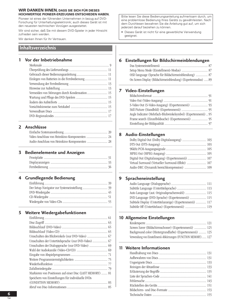 Pioneer DV-737 User Manual | Page 6 / 156