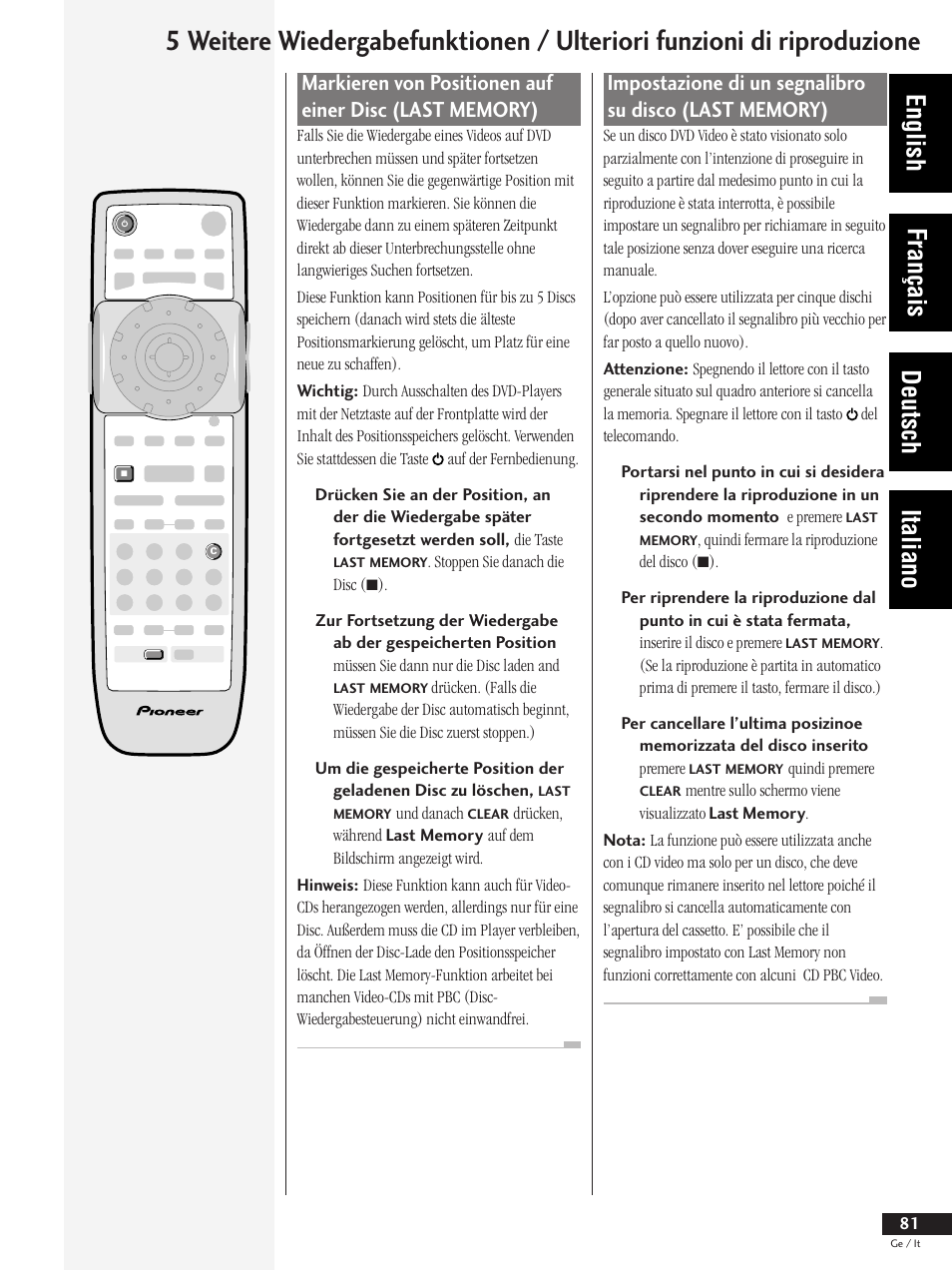 English français deutsch italiano | Pioneer DV-737 User Manual | Page 81 / 156