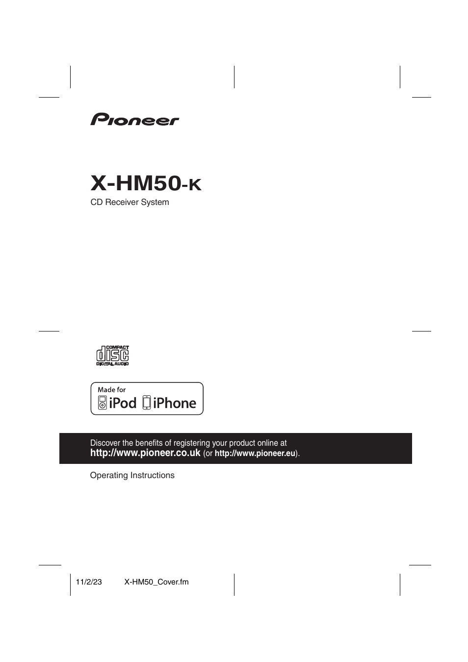 Pioneer X-HM50-K User Manual | 28 pages