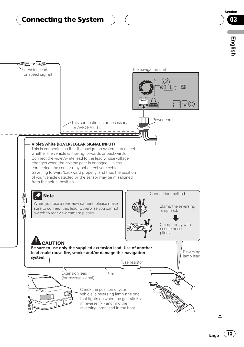 Connecting the system, English | Pioneer AVIC F900BT User Manual | Page 13 / 177