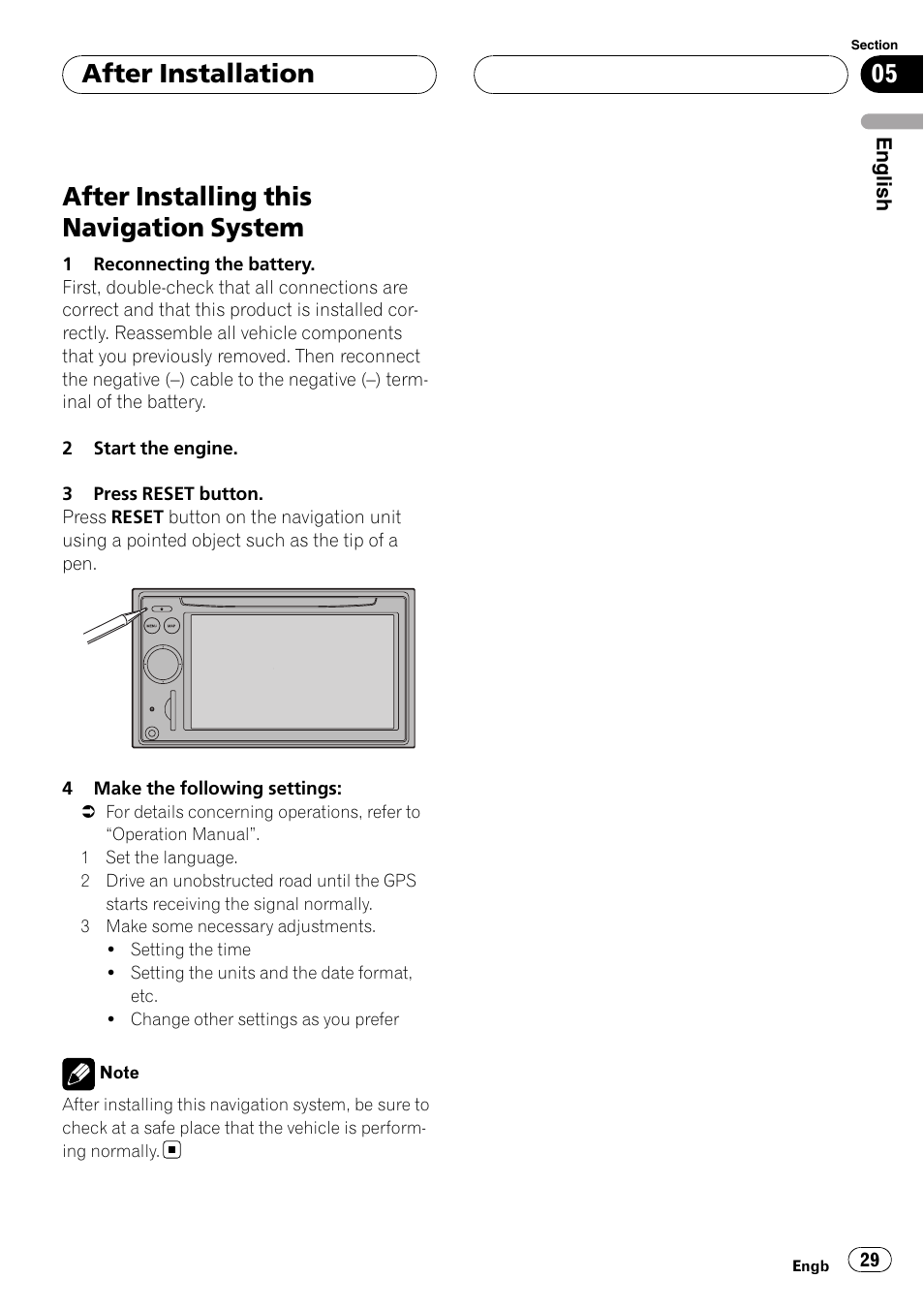 After installing this navigation system, After installation | Pioneer AVIC F900BT User Manual | Page 29 / 177