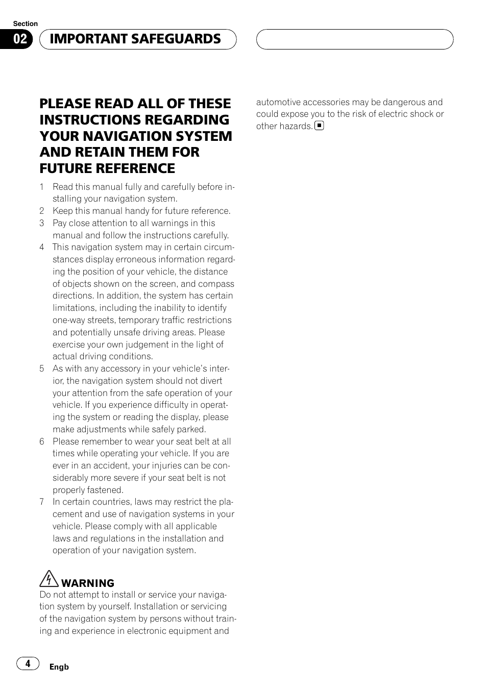 Important safeguards please read all of these, Important safeguards | Pioneer AVIC F900BT User Manual | Page 4 / 177