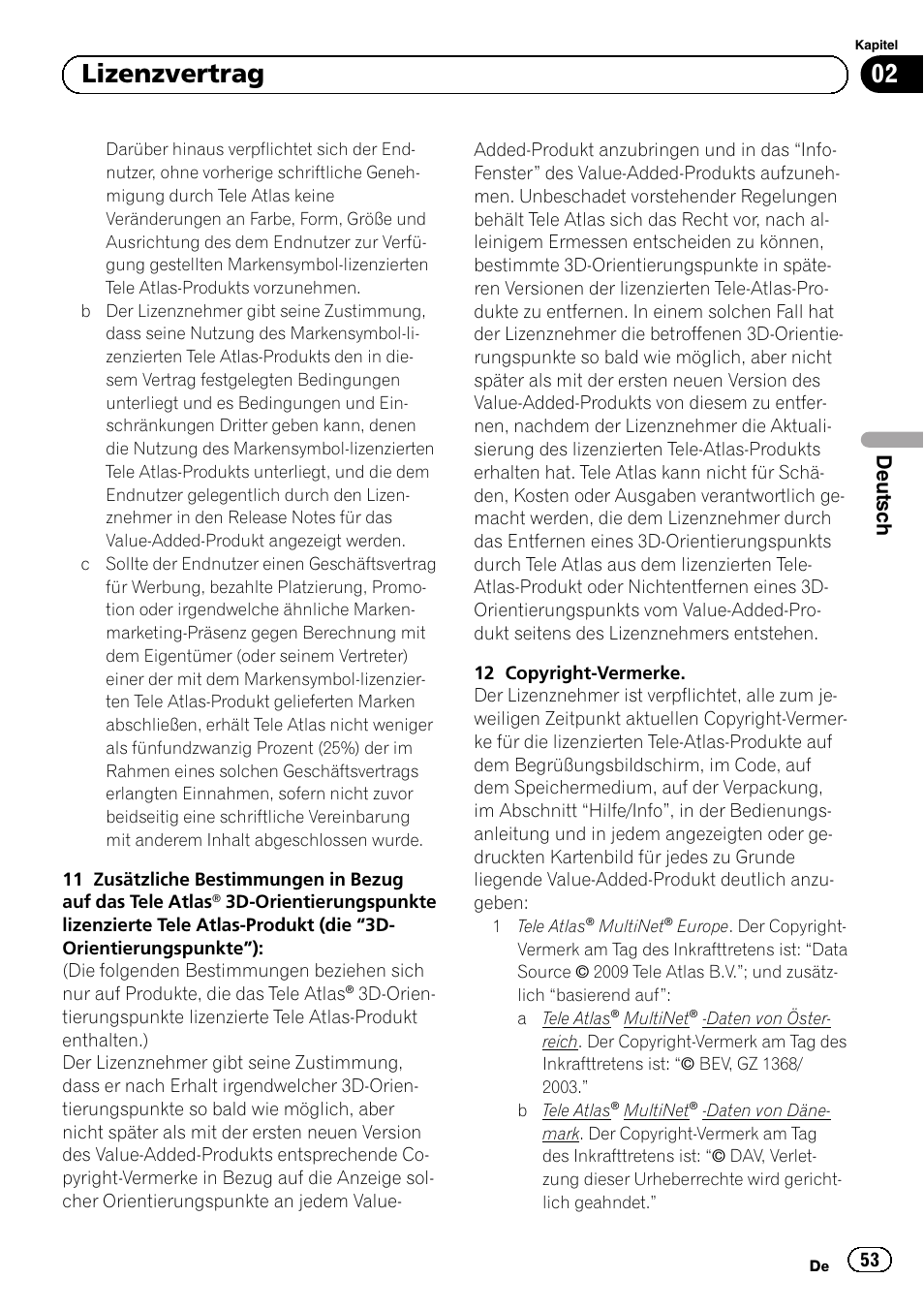 02 lizenzvertrag | Pioneer AVIC-F220 User Manual | Page 53 / 124