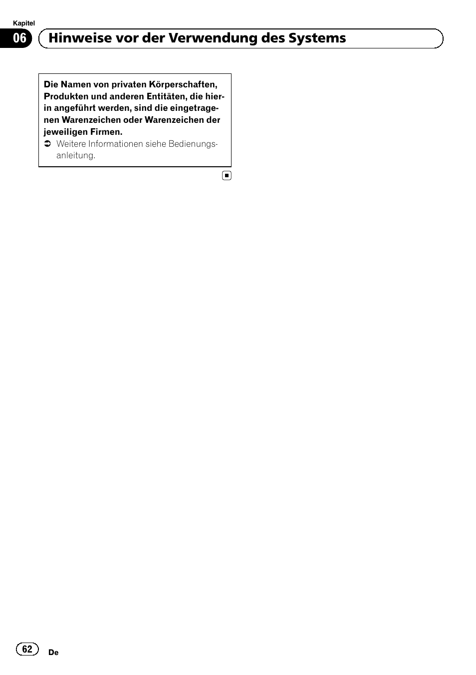 06 hinweise vor der verwendung des systems | Pioneer AVIC-F220 User Manual | Page 62 / 124