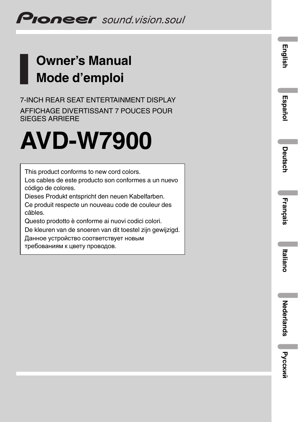 Pioneer AVD-W7900 User Manual | 117 pages