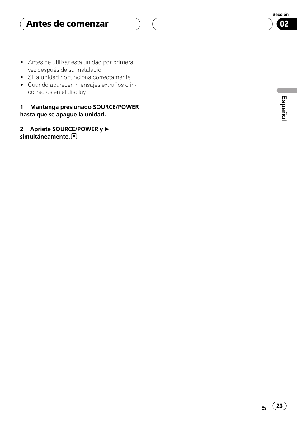 Antes de comenzar | Pioneer AVD-W7900 User Manual | Page 23 / 117