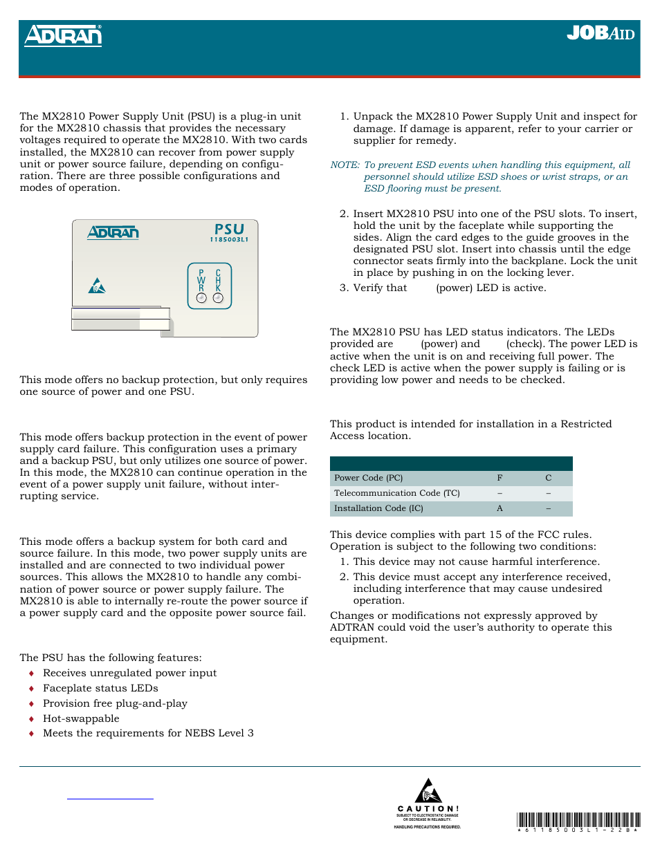 ADTRAN MX2810 User Manual | 1 page